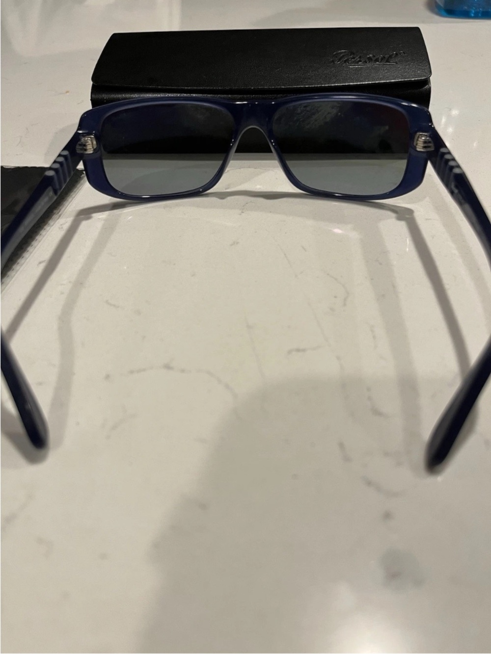 PERSOL SUNGLASSES NWOT Blue Frame Gray Glass Lenses Never Worn 56-15-135 - Picture 8 of 8
